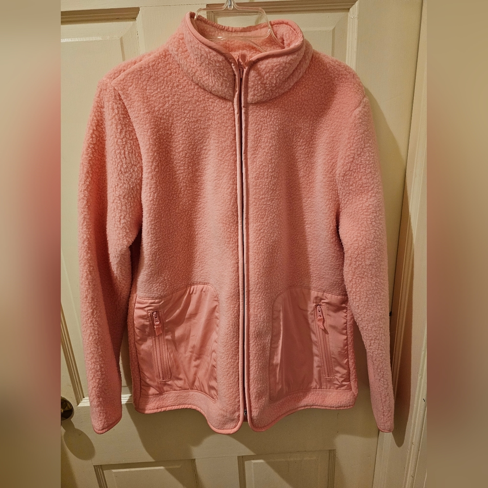 Talbots Fleece Jacket Full Zip PETITE Small in Pink